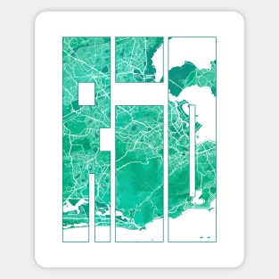 Rio de Janeiro, Brazil City Map Typography - Watercolor Magnet